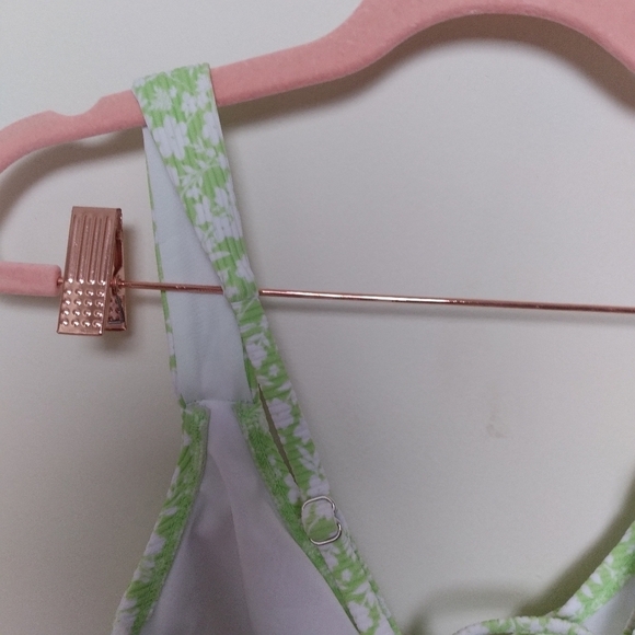 Xhilaration 90s Aesthetic Green and White Floral Print Tie Back Bikini Top - Picture 8 of 10